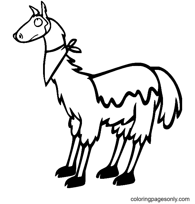 Simple Funny Llama Coloring Page