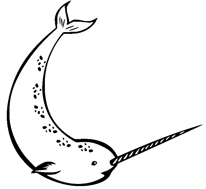 Simple Narwhale Coloring Pages