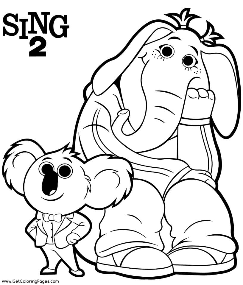 Sing 2 Meena and Buster Moon Coloring Page