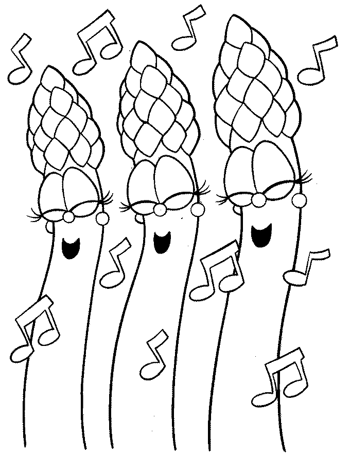 Singing Asparagus Vegetable Coloring Page