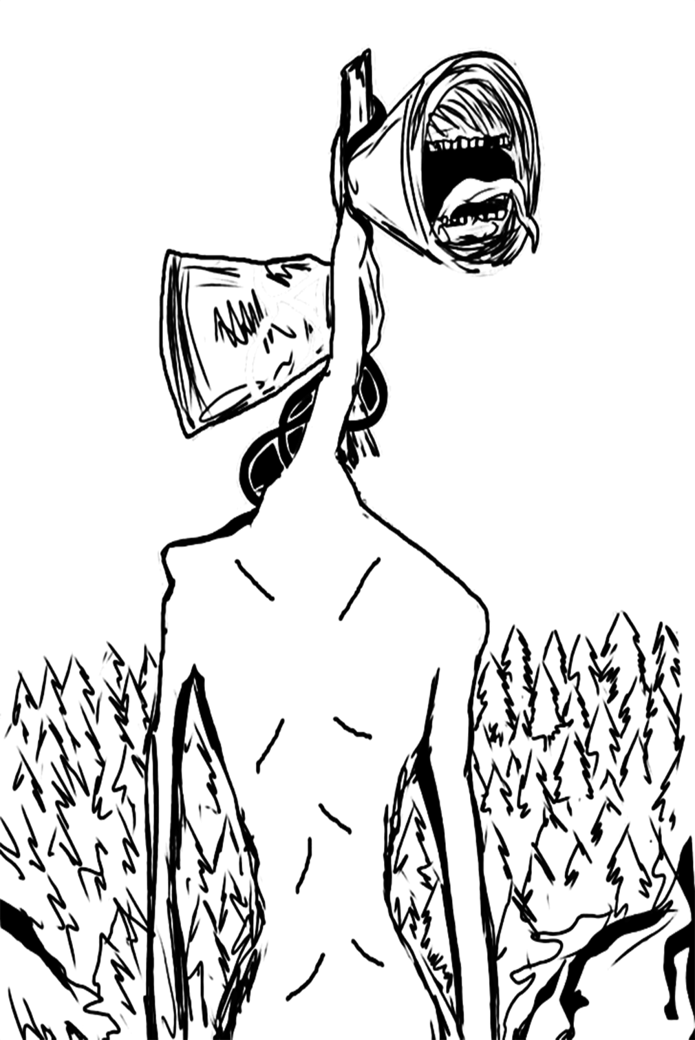 Siren Head In Forest Coloring Pages