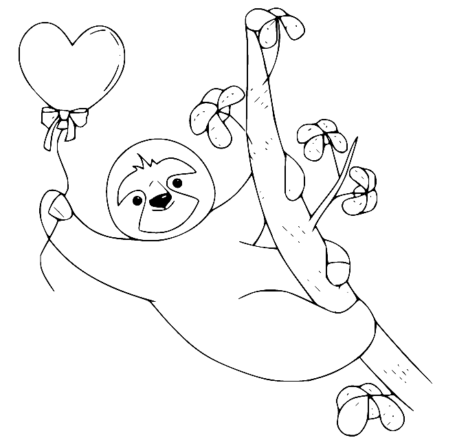 Ленивец держит воздушный шар от ленивца