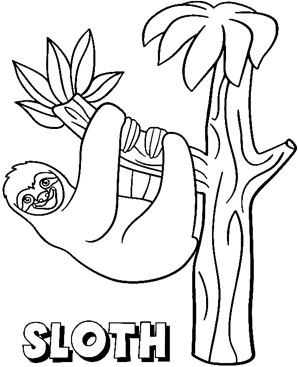 Smiled Sloth Coloring Page
