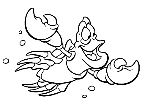 Smiling Sebastian Crab Coloring Page