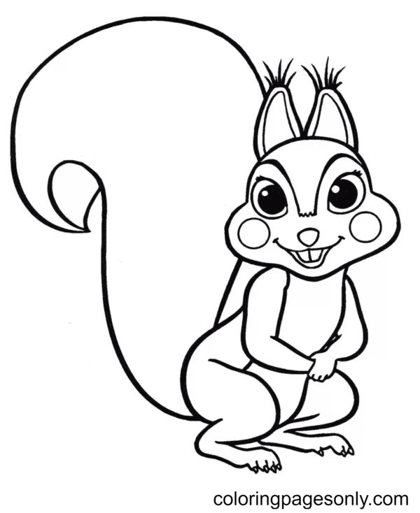 Smiling Squirrel Coloring Pages