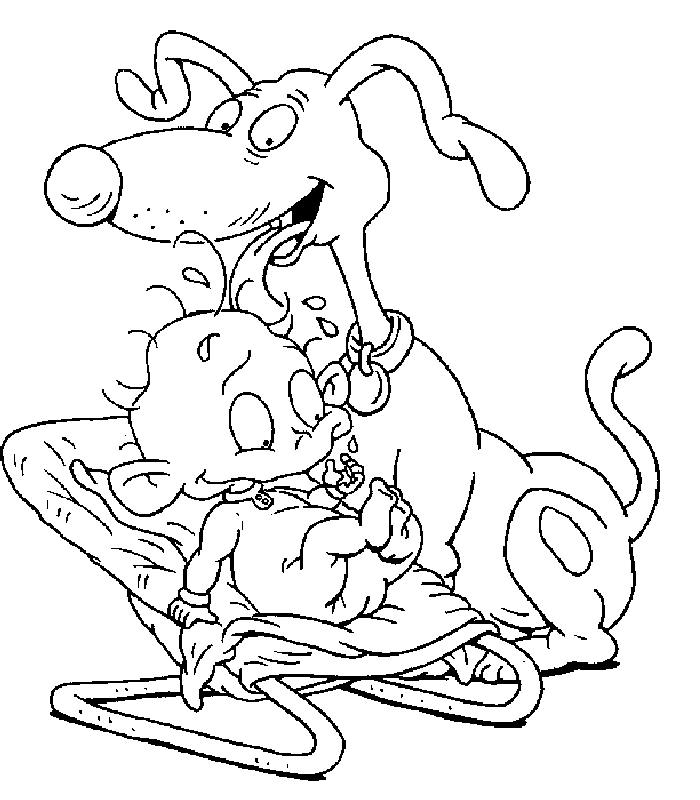 Spike Licking Tommy Coloring Page