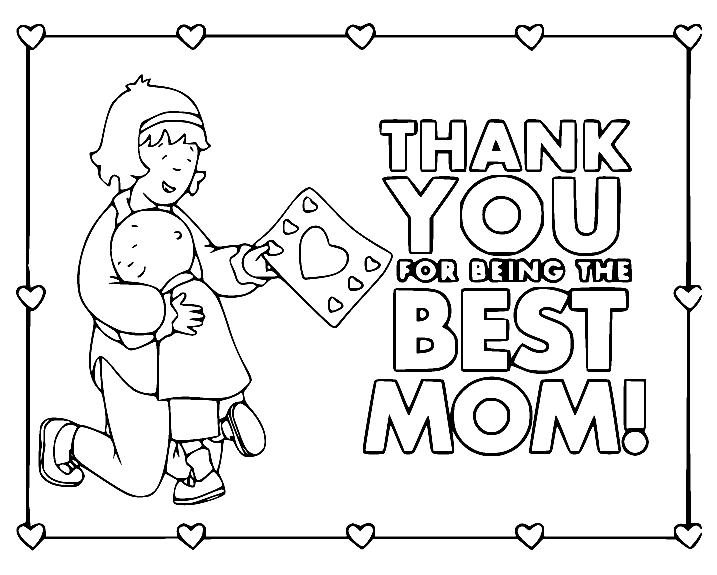 Thank You for Being the Best Mom Coloring Page