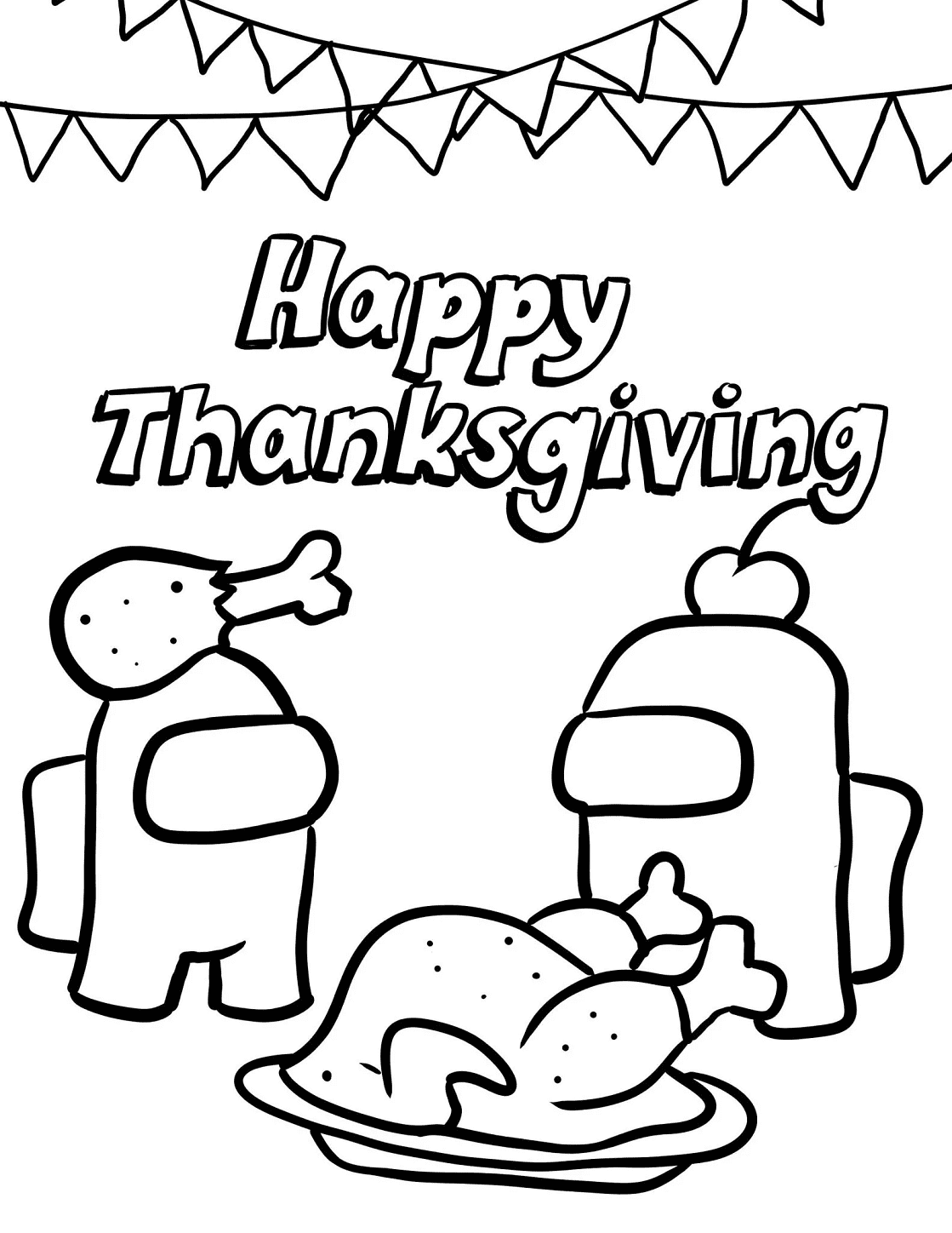 Thanksgiving Among Us Coloring Page