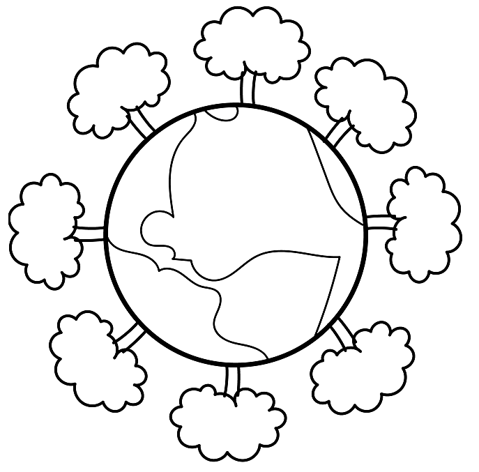The Earth Surrounded By Ring Of Trees Coloring Page