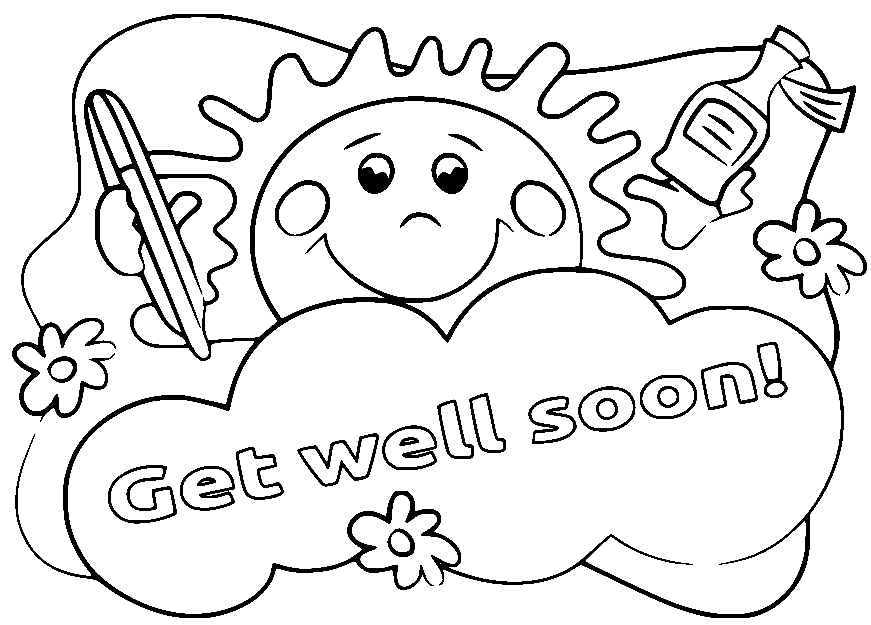 The Sun Wishes Get Well Soon Coloring Page