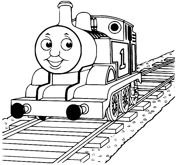 Thomas Engine on the Rail Coloring Pages