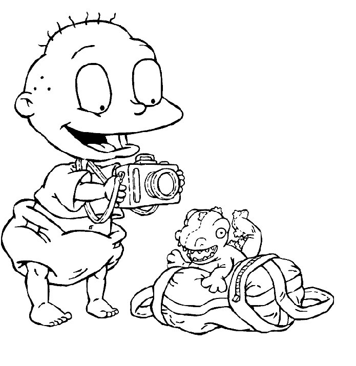 Tommy Takes a Picture Of Little Dinosaur Coloring Pages