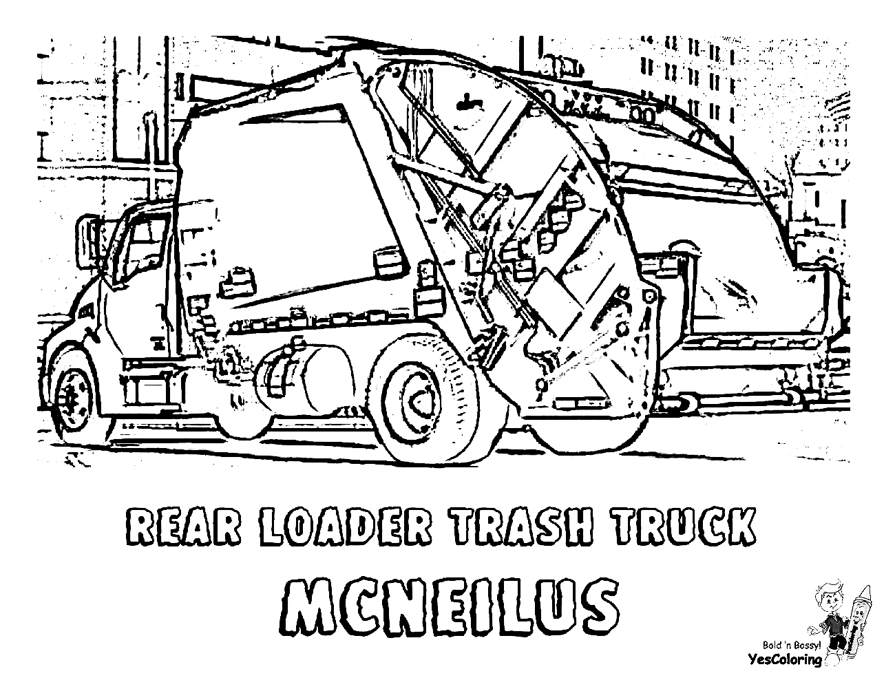 Kleurplaat vuilniswagen