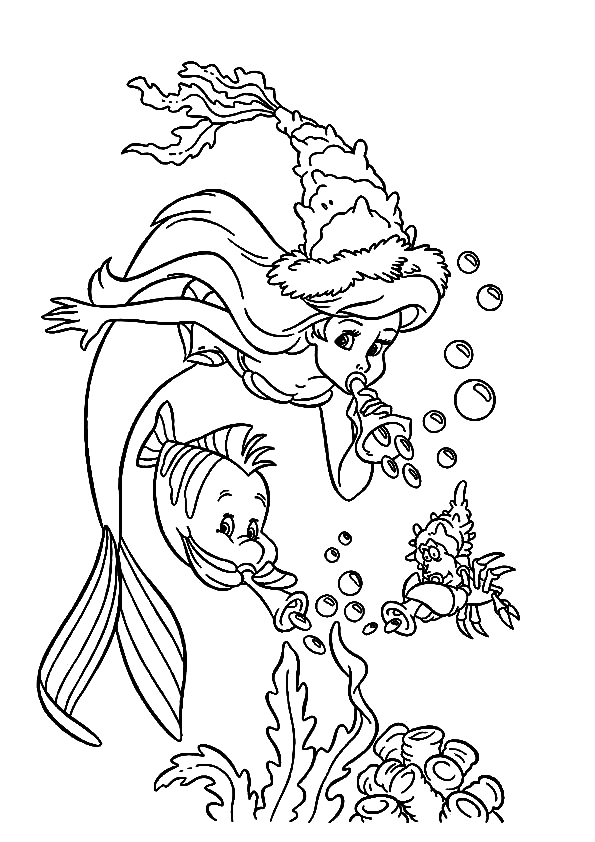 Русалочка под водой из мультфильма "Русалочка"
