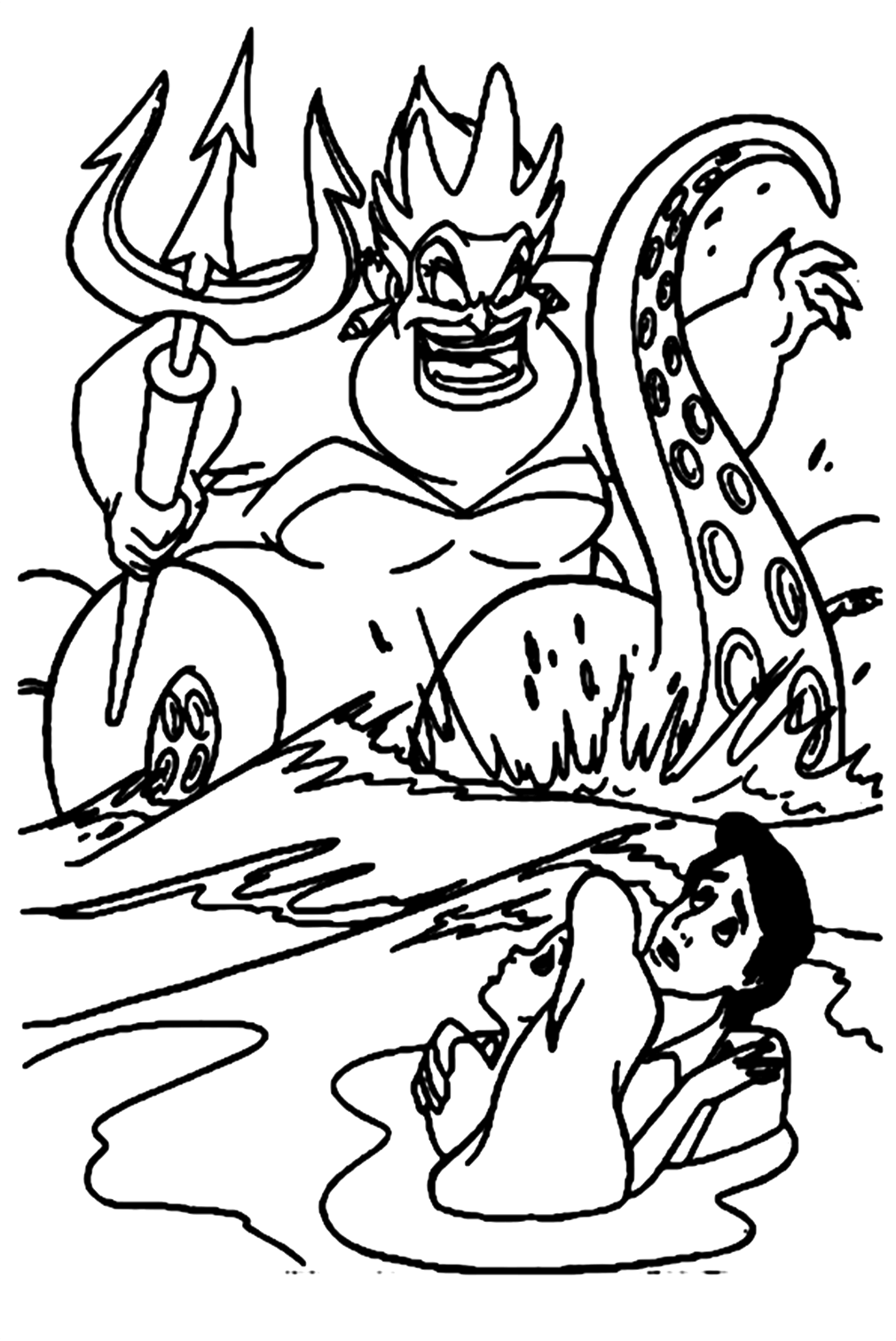 Ursula Wants To Kill Ariel And Eric Coloring Pages