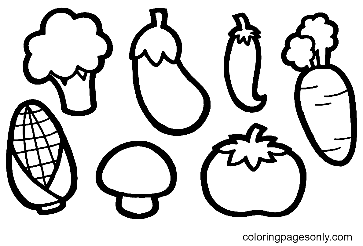 Vegetables For Kids Coloring Pages Mushroom Coloring Pages Coloring Pages For Kids And Adults