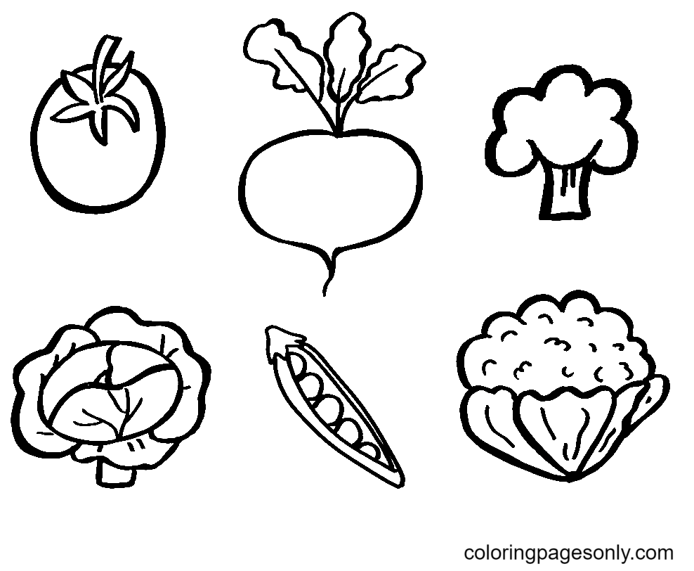 Vegetables For Toddlers Coloring Pages