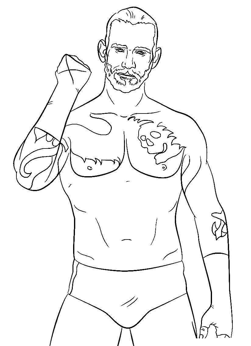 WWE CM Punk Coloring Page
