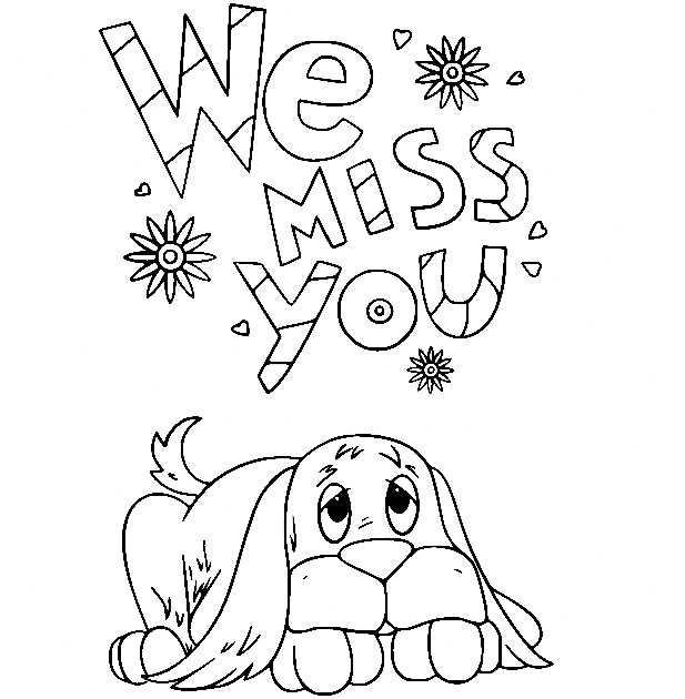 We Miss You Doodle Coloring Page