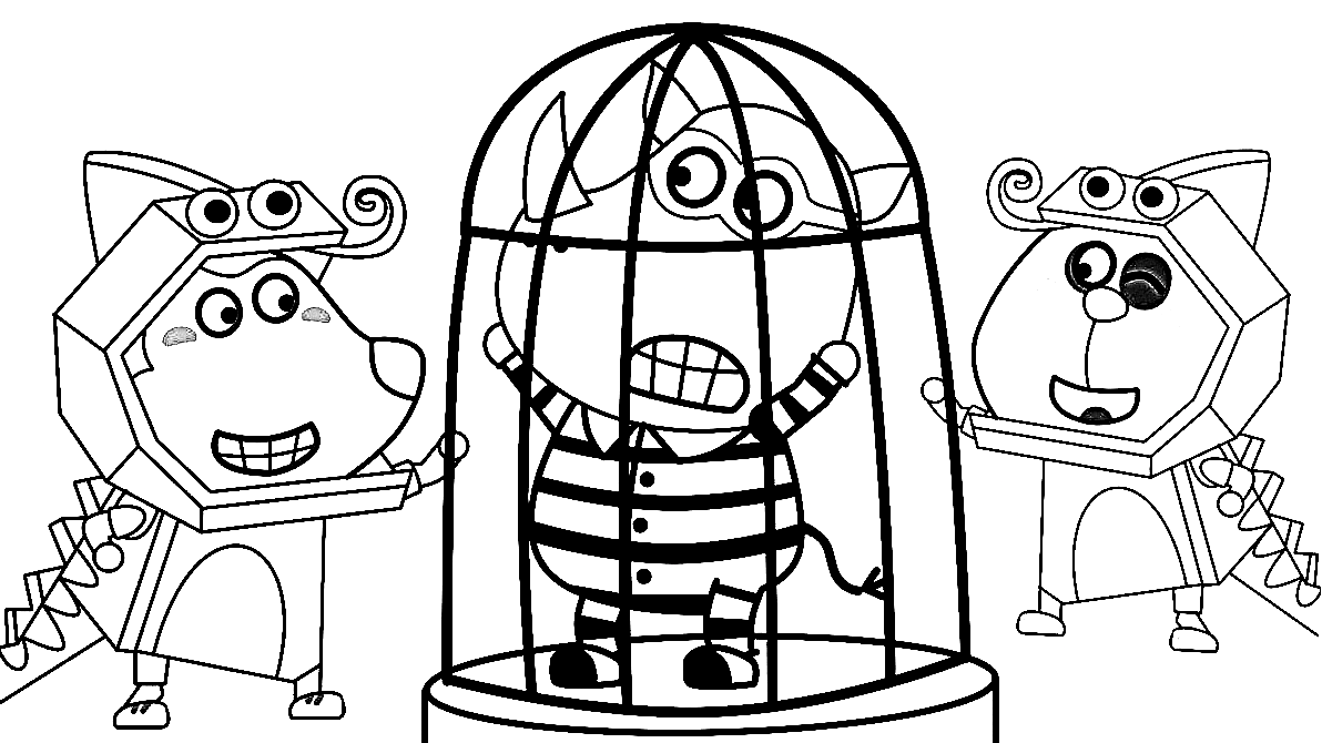 Wolfoo And Pando Catch Egg Thief Coloring Page