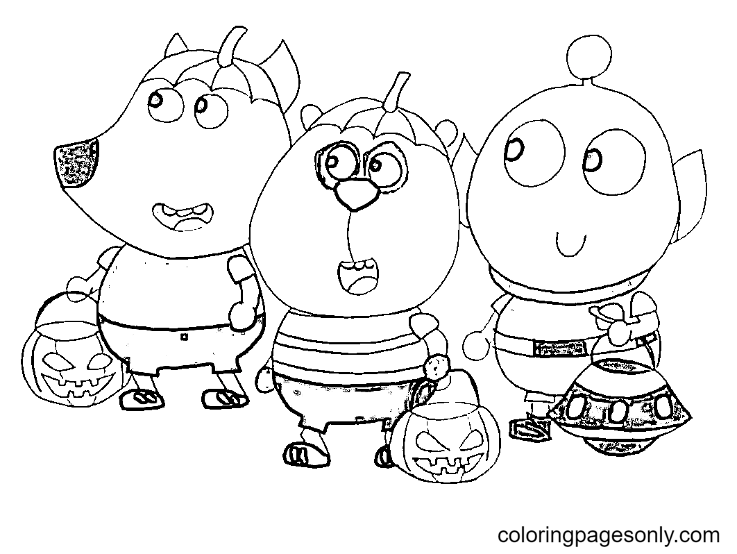 Pagina da colorare di Wolfoo Halloween per bambini