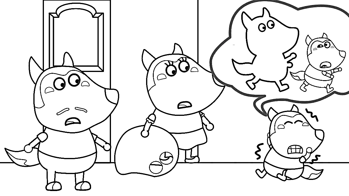 Wolfoo Is Scared Of Scary Ghost Coloring Page