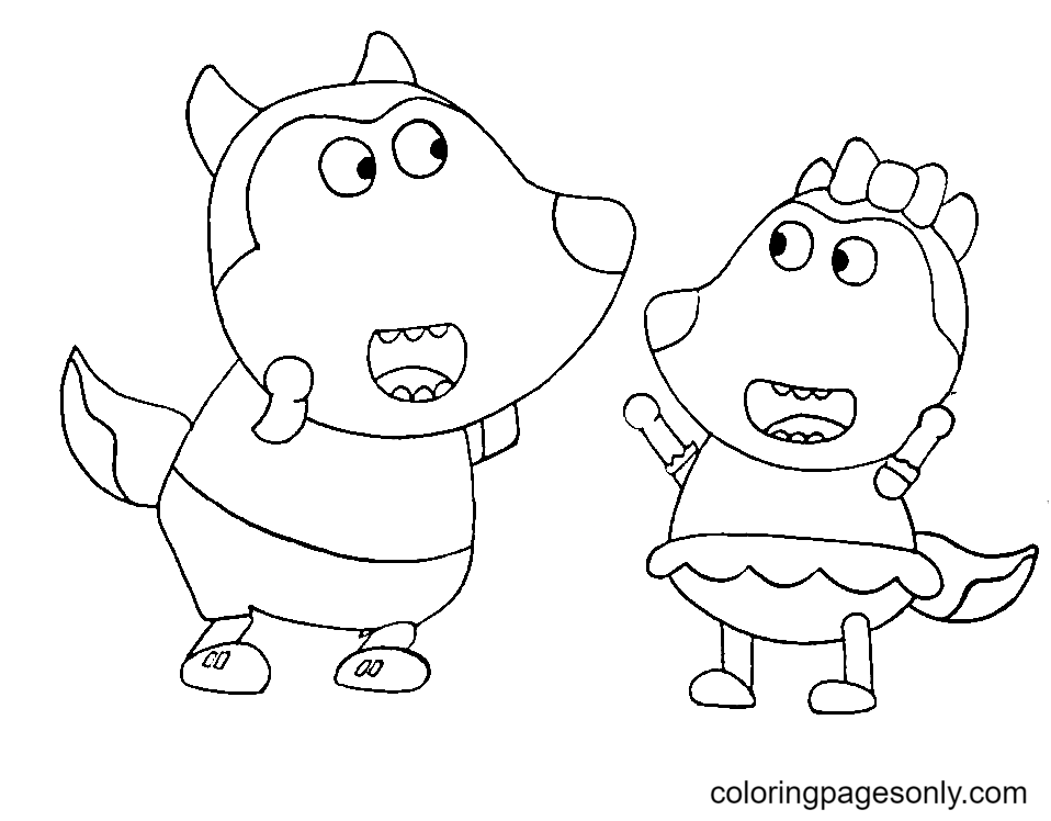 Wolfoo e Lucy para colorir