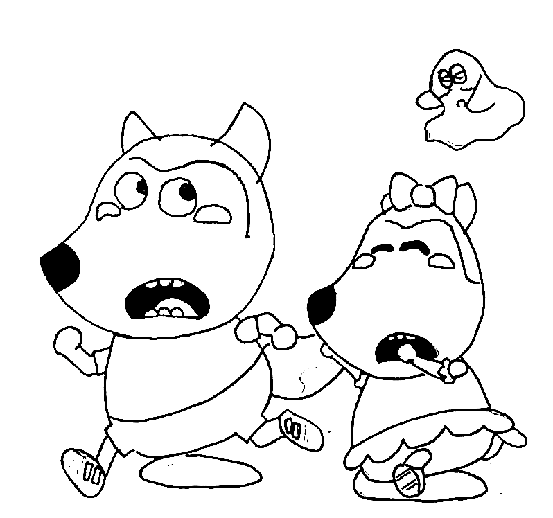 Wolfoo and Lucy Coloring Page