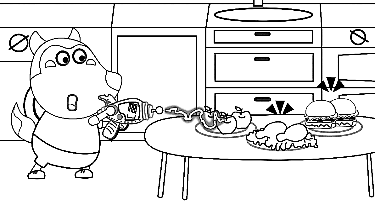 Wolfoo eats a lot of Chocolate Coloring Pages