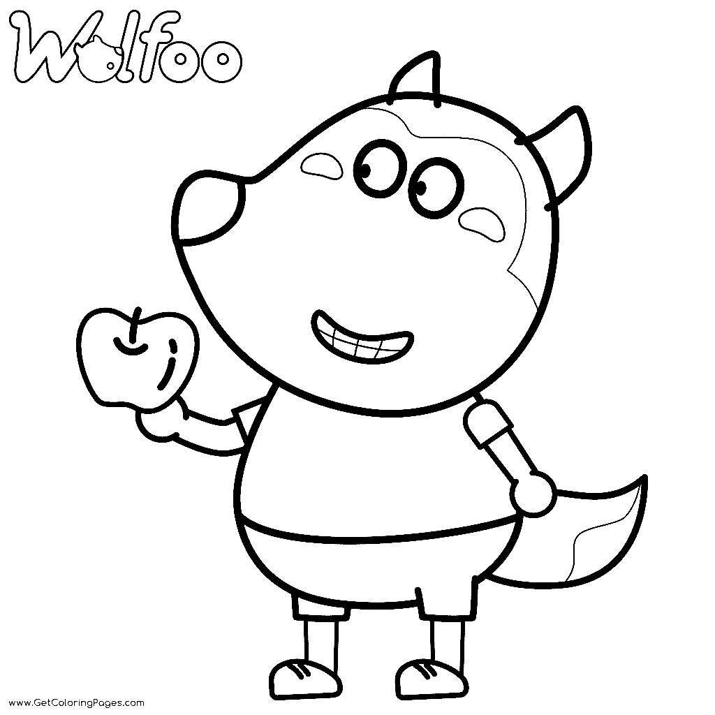 Wolfoo com páginas para colorir da Apple - páginas para colorir