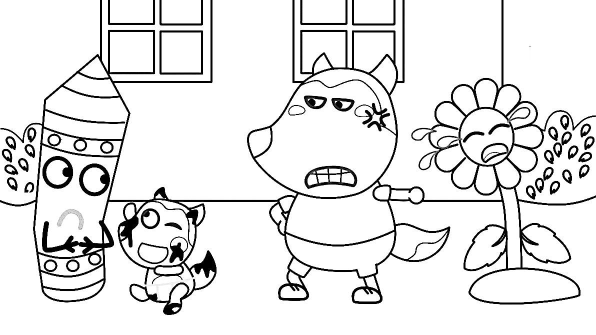 Wolfoo with Crayons Coloring Pages