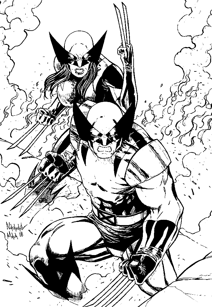 Wolverine and Wolverine Girl Coloring Pages