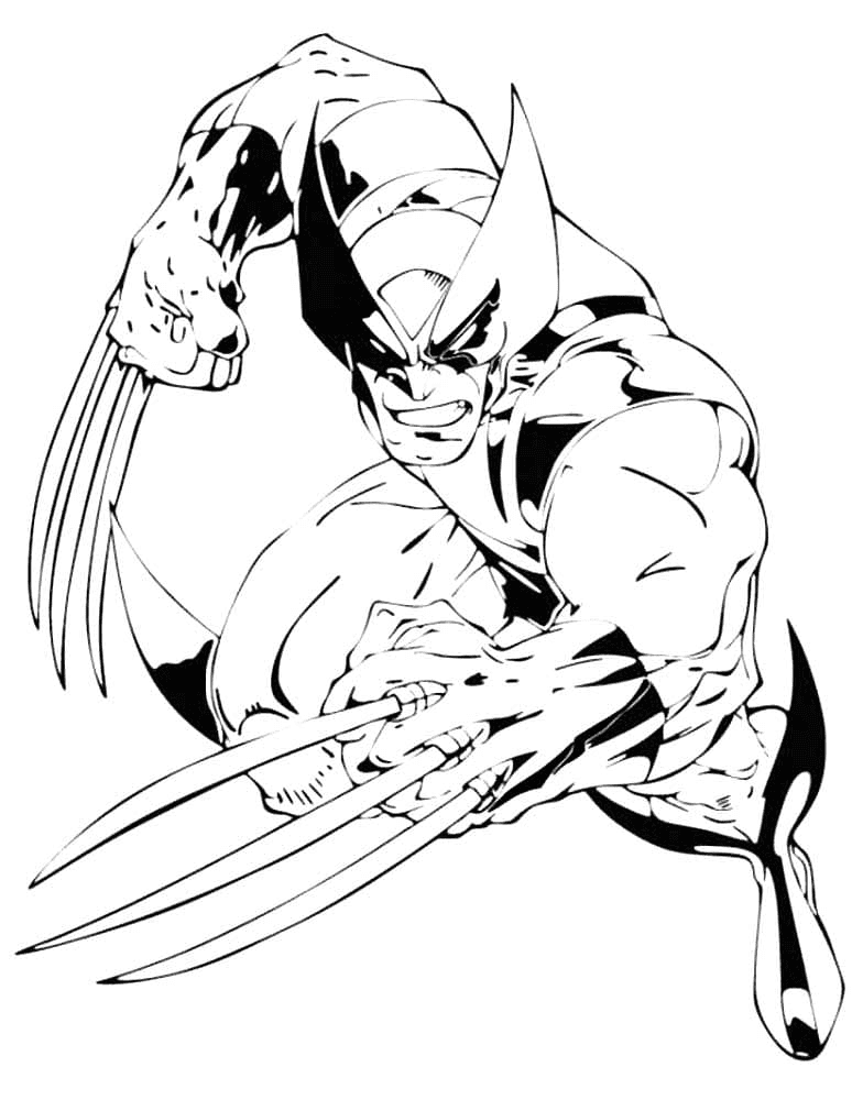 Wolverine au combat Coloriage