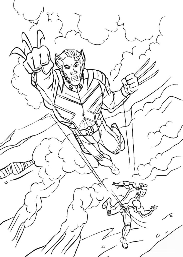 Desenho de Wolverine em vôo para colorir