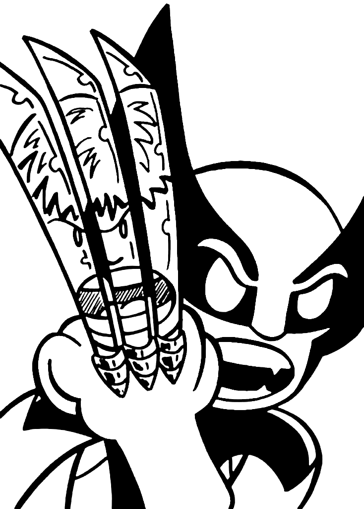 Wolverine shows long claws Coloring Page