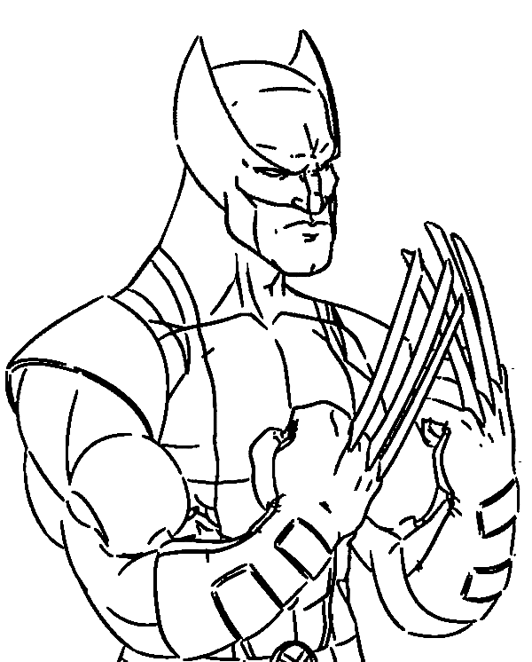 Desenho de Wolverine com garras afiadas para colorir
