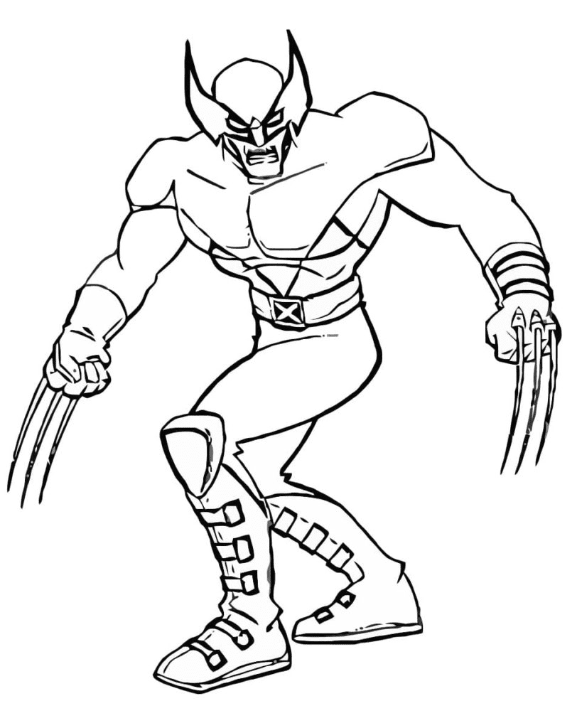 Desenho de Wolverine com garras de ferro para colorir