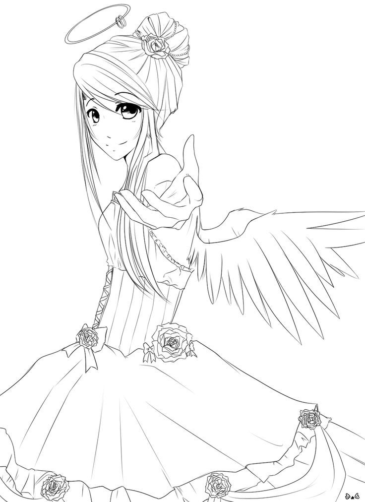 Anime Angel Coloring Page