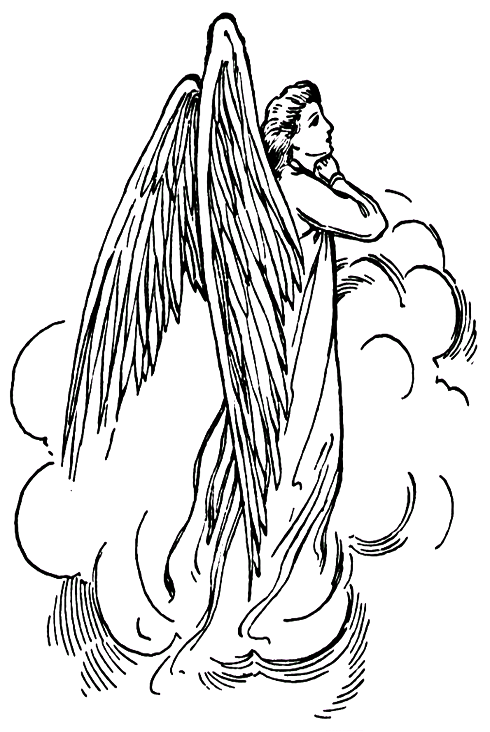 Angel And Cloud Coloring Pages