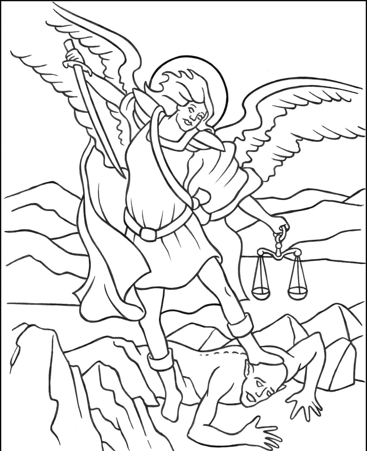 Desenho para colorir de anjo com raiva