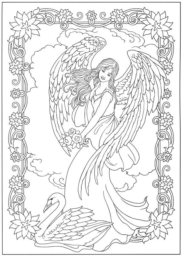 Desenho para colorir de arte de anjo