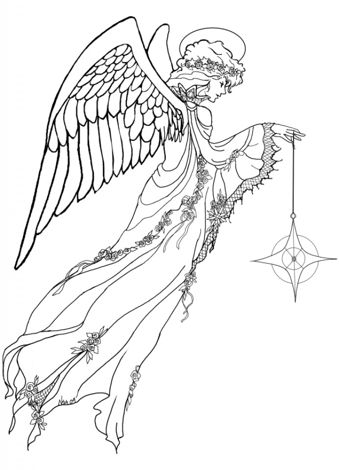 Angel Fantasy For Adults Coloring Page