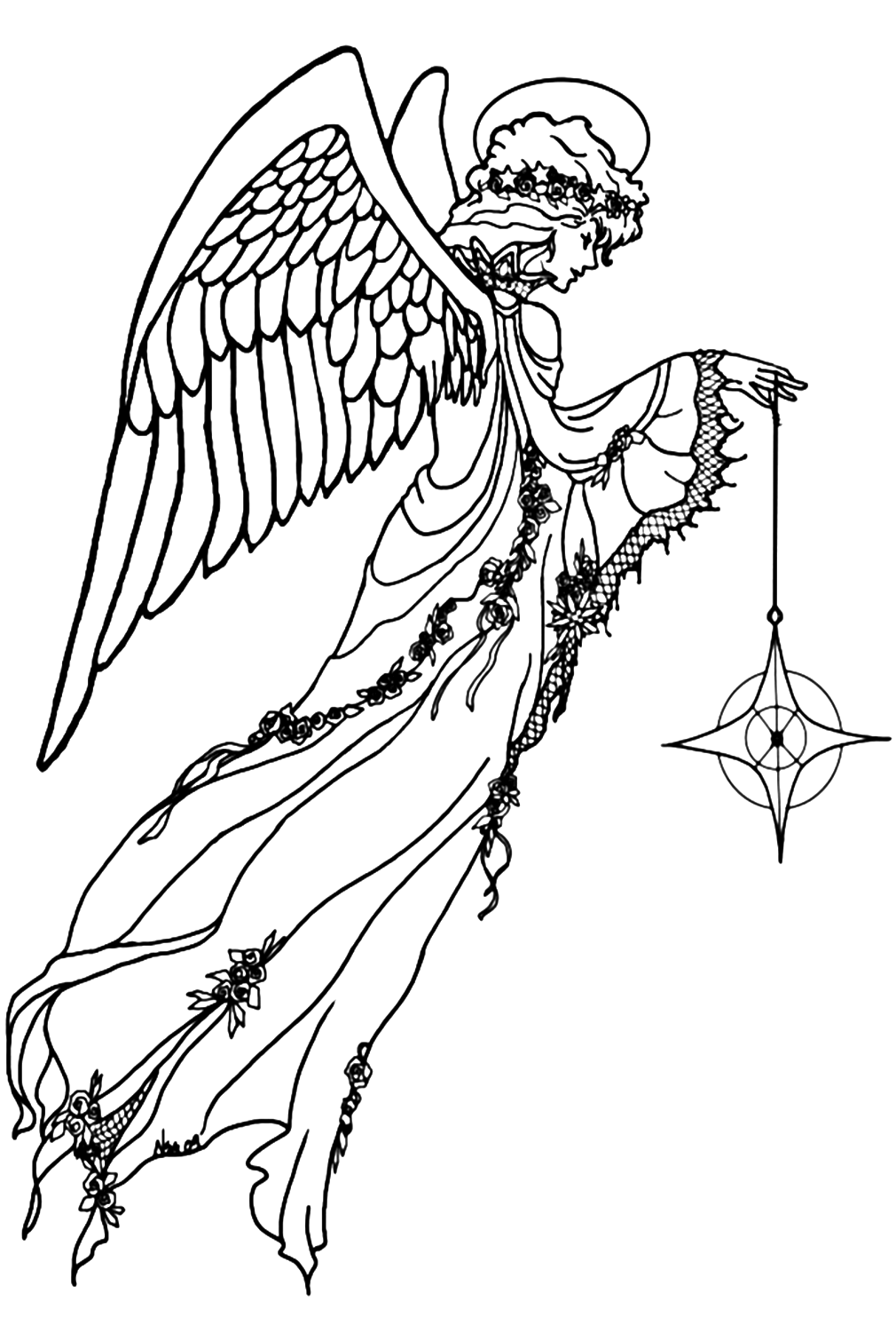 Angel Fantasy For Adults Coloring Pages