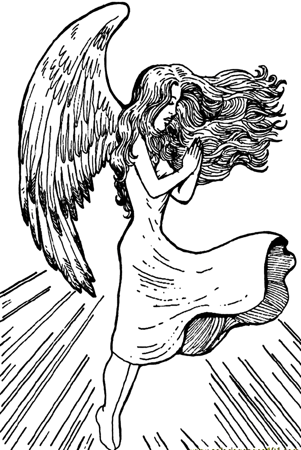 Drawing an anime angel, Coloring Page, Trace Drawing