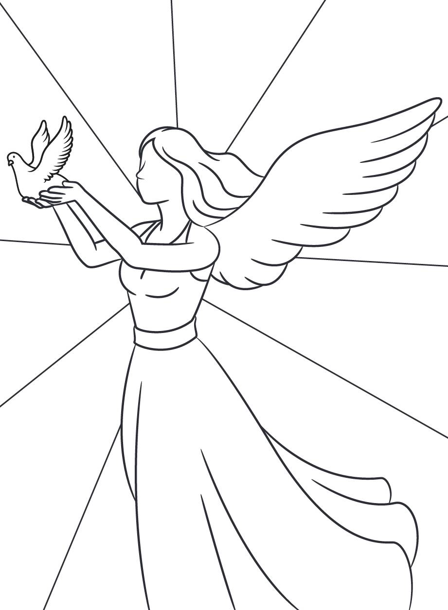 Angel With Bird Coloring Pages