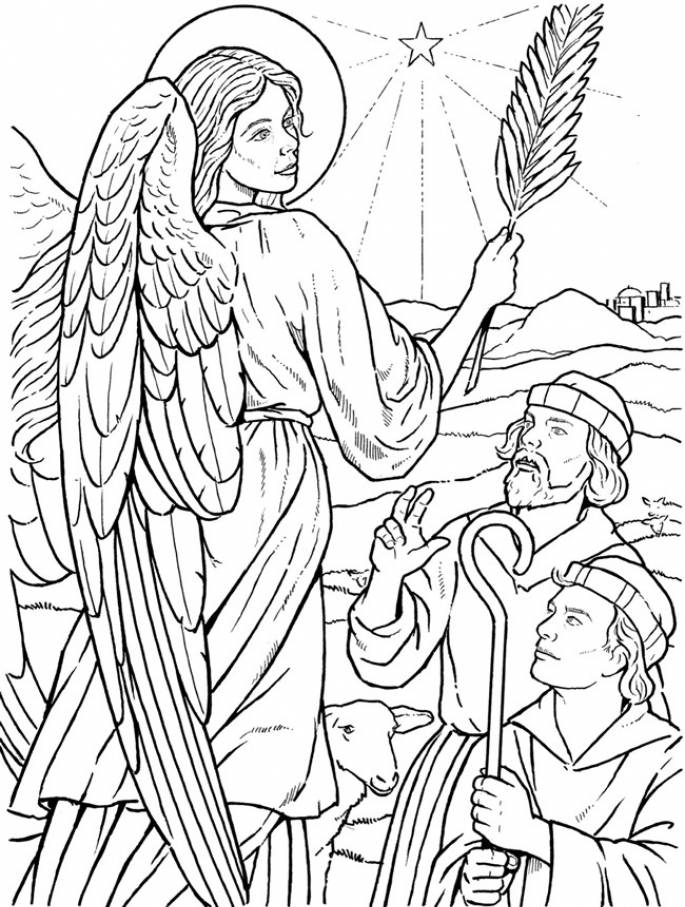 Angel With Leaf Coloring Page