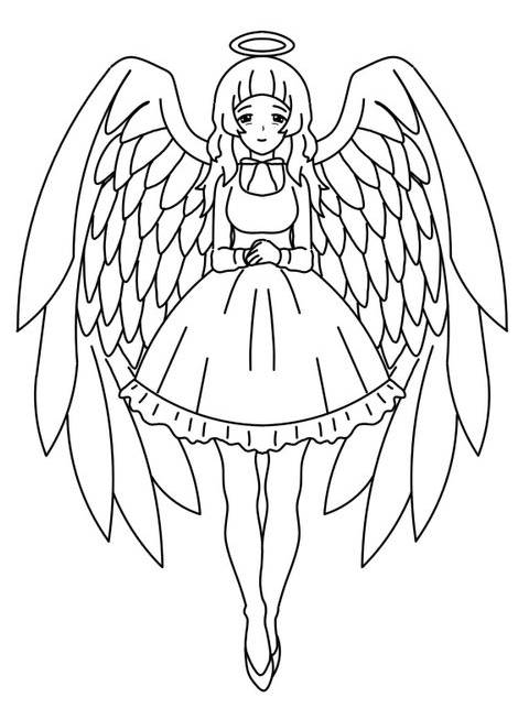 Desenho para colorir de anjo de anime