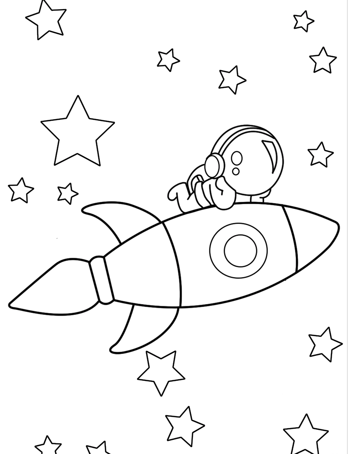 Astronaut And Stars Coloring Page