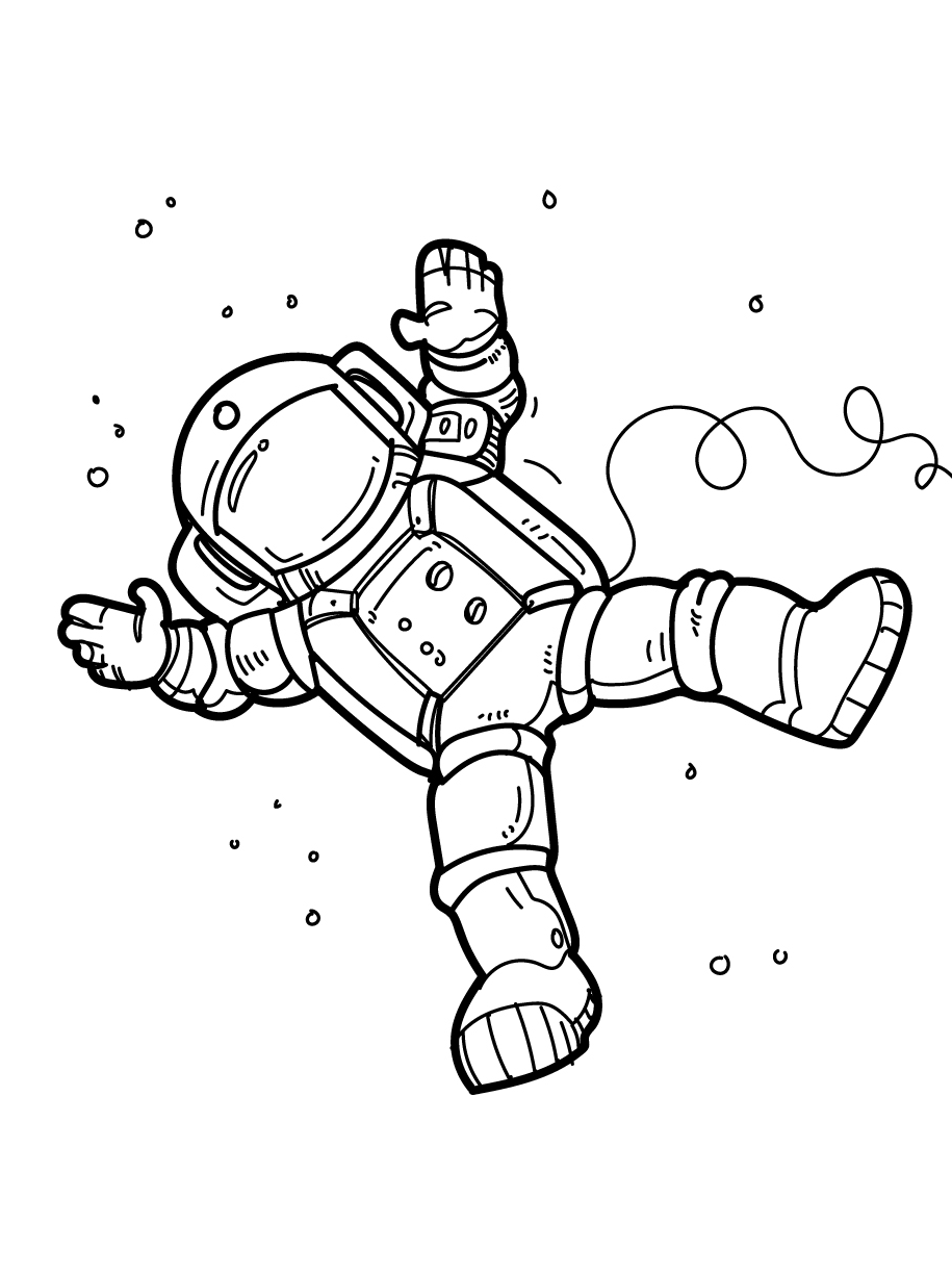 astronauts floating in space drawing