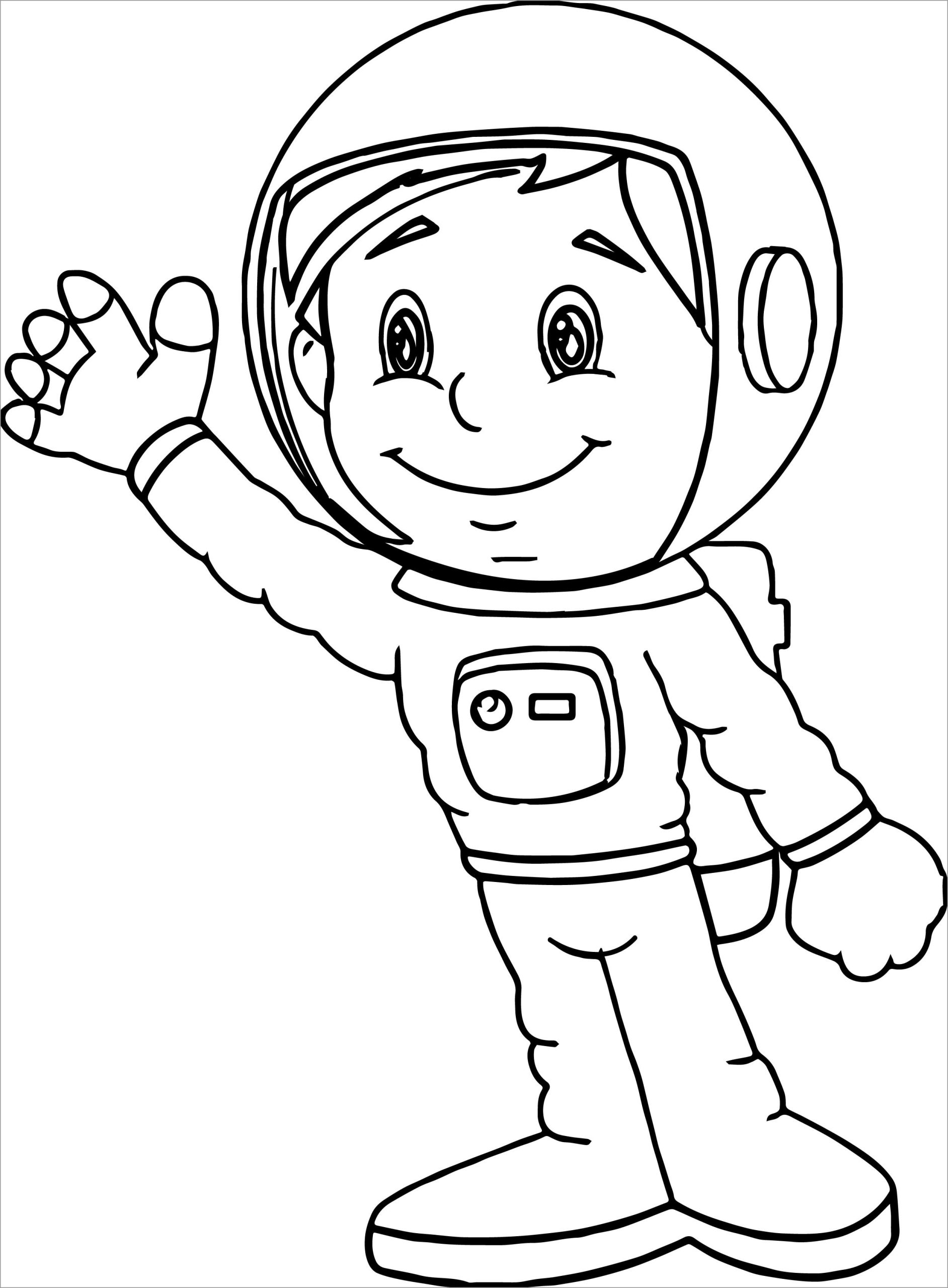Coloriage astronaute pour enfants à l'échelle